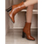 cheap Ankle Boots-Elegant Brown Leather Ankle Boots with High Heel for Women, Perfect for Office Wear and Casual Outings