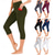 cheap Yoga Leggings &amp; Tights-Women&#039;s Capri Leggings Side Pockets Tummy Control Butt Lift High Waist Yoga Fitness Gym Workout Bottoms Black White Burgundy Spandex Sports Activewear High Elasticity Skinny