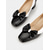 billiga Pumps med blockklack-dampumps i svart och vitt block med rosettdetalj – vintageinspirerade lågklackade skor för kontor, vardagliga och klädsamma tillfällen