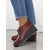 cheap Women&#039;s Oxfords-Women&#039;s Red Lace-Up Wedge Shoes with Scalloped Trim and Side Zipper – Comfortable Casual Footwear for Everyday Wear