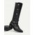 cheap Cowboy &amp; Western Boots-Women&#039;s Black Knee-High Boots with Buckle Straps and Studded Detailing – Gothic Style Motorcycle Boots for Casual and Party Wear