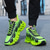 preiswerte Sneaker für Herren-Sportliche Sneakers für Herren in Neongrün mit Flammen – leichte, atmungsaktive Laufschuhe mit Stoßdämpfung für Sport und Fitness