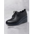 cheap Women&#039;s Oxfords-Women&#039;s Red Lace-Up Wedge Shoes with Scalloped Trim and Side Zipper – Comfortable Casual Footwear for Everyday Wear