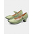 abordables Chaussures de danses latines-chaussures de danse vintage vertes Mary Jane pour femmes avec motif floral jacquard et talon bloc, parfaites pour les événements de danse de salon, latine et formelle