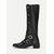 cheap Cowboy &amp; Western Boots-Women&#039;s Black Knee-High Boots with Buckle Straps and Studded Detailing – Gothic Style Motorcycle Boots for Casual and Party Wear