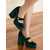 cheap 1950s-Women&#039;s Green Velvet Mary Jane Block Heels with Pearl Accent – Retro Platform Pumps for Party and Formal Events