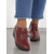 cheap Women&#039;s Oxfords-Women&#039;s Red Lace-Up Wedge Shoes with Scalloped Trim and Side Zipper – Comfortable Casual Footwear for Everyday Wear