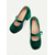 cheap 1950s-Women&#039;s Green Velvet Mary Jane Block Heels with Pearl Accent – Retro Platform Pumps for Party and Formal Events