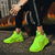 baratos Tênis de Corrida Masculinos-Tênis esportivos flyknit verde neon masculino - tênis de corrida leves e respiráveis com design de sola exclusivo