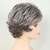 cheap Older Wigs-Grey Curly Pixie Wigs for White Women Short Fluffy White Hair with Bangs Natural Synthetic Heat Resistant Wig