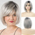 cheap Older Wigs-Short Grey Wigs for Women Bob Wig Natural Straight Wig Side Part Hair for Daily Party Cosplay