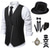 cheap Outfits-Retro Vintage Roaring 20s 1920s Outfits Waistcoat Accesories Set Gentleman Men&#039;s Halloween Carnival New Year Party / Evening Masquerade New Year Eve Adults&#039; Cravat Vest More Accessories All Seasons