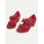 cheap Mary Jane Pumps-Women's Vintage Mary Jane Heels with Bowknot Decoration – Red Suede Chunky Mid Heel Shoes for Formal Events