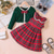 abordables Robes Décontracté-Enfants Fille Robe Plaid Emoji manche longue Extérieur Soirée Noeud de cravate Adorable Magnifique Polyester Midi Robe casual Robe Ensemble Robe Débardeur Printemps Automne 4 ans et + Rouge