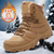 cheap Men&#039;s Boots-Men&#039;s Tan Mid-Top Hiking Boots with Rugged Soles and Plush Lining for Winter Outdoor Adventures