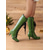 cheap 1930s-Women&#039;s Green Victorian Lace-Up Boots - Retro Mid-Calf Leather Boots with Black Lace Trim and Kitten Heel, Perfect for Cosplay, Parties, and Vintage Style Outfits