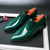 cheap Oxford Shoes-Men's Green Patent Faux Leather Dress Shoes – Glossy Lace-Up Formal Shoes for Weddings and Special Events