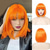 cheap Synthetic Trendy Wigs-Bob Wig with Bangs Short Wig with Bangs for WomenNatural Looking Short Wigs, Straight  Hair Wig Colored Wig for Cosplay,Christmas Party Wigs