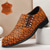 cheap Elemental Dress Shoes-Men&#039;s Geometric Pattern Leather Dress Shoes – Premium Cowhide with Horsehair Lace-Up Oxfords for Formal Occasions
