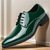 cheap Oxford Shoes-Men's Green Patent Faux Leather Dress Shoes – Glossy Lace-Up Formal Shoes for Weddings and Special Events