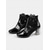 cheap Women&#039;s Boots-Women&#039;s Black Patent Faux Leather Lace Ankle Boots with Rhinestones and Crystal Block Heels – Elegant Boots for Evening and Party Wear