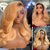 tanie Peruki koronkowe przednie z ludzkich włosów-brazylijskie dziewicze włosy bez kleju 13x4 koronkowa peruka z przodu ombre ludzkie włosy falowana peruka z baby hair miodowy blond kolorowe peruki wstępnie wyrwane dla kobiet