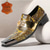 cheap Premium Leather Loafers-Men&#039;s Snake Print Leather Slip-On Dress Shoes with Gold Tip Gold Metal Embellishment–Premium Cowhide, Formal Party Footwear