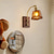 お買い得  室内ウォールライト-壁ランプ 壁ライト ブラケットライト 真鍮 木製 壁取り付け LED電球 アンバーガラス 壁ライト 110-240V