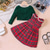 abordables Robes Décontracté-Enfants Fille Robe Plaid Emoji manche longue Extérieur Soirée Noeud de cravate Adorable Magnifique Polyester Midi Robe casual Robe Ensemble Robe Débardeur Printemps Automne 4 ans et + Rouge