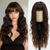 cheap Synthetic Trendy Wigs-Long Wavy Wig with Bangs for White Women Natural Looking Female Wigs With Dark Roots Synthetic Fiber Hair Wig for Daily Party Use Chest Length Curly Wig