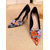 cheap Kitten Heels-Women&#039;s Floral Print Satin Stiletto Heels – Elegant Pointed Toe High Heels for Formal Occasions and Parties