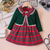 abordables Robes Décontracté-Enfants Fille Robe Plaid Emoji manche longue Extérieur Soirée Noeud de cravate Adorable Magnifique Polyester Midi Robe casual Robe Ensemble Robe Débardeur Printemps Automne 4 ans et + Rouge