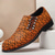 cheap Elemental Dress Shoes-Men&#039;s Geometric Pattern Leather Dress Shoes – Premium Cowhide with Horsehair Lace-Up Oxfords for Formal Occasions