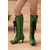 cheap 1930s-Women&#039;s Green Victorian Lace-Up Boots - Retro Mid-Calf Leather Boots with Black Lace Trim and Kitten Heel, Perfect for Cosplay, Parties, and Vintage Style Outfits