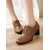 cheap Women&#039;s Heels-Women&#039;s Brown Oxford Shoes with Lace-Up &amp; Brogue Detailing - Classic Mid-Heel for Professional &amp; Vintage Casual Wear