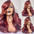 cheap Human Hair Lace Front Wigs-Human Hair 13x4 Lace Front Wig Side Part Brazilian Hair Body Wave Burgundy Wig 130% 150% Density Highlighted / Balayage Hair Natural Hairline 100% Virgin Glueless Pre-Plucked For Women Long Human