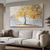 cheap Floral/Botanical Paintings-Large 100% hand painted Golden Tree Oil Painting on Canvas gold Flower Tree Oil Painting Large Abstract Textured Gold Yellow Life Tree Wall Art Custom Modern Trendy Living Room Decor