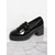 cheap Women&#039;s Slip-Ons &amp; Loafers-Women&#039;s Vintage Patent Leather Loafers with Fringe Detail and Block Heel – Comfortable Casual Shoes for Daily Wear