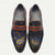 cheap Premium Leather Loafers-Floral Embroidered Men&#039;s Dress Loafers - Exotic Printed Leather Shoes with Contrasting Strap