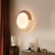 cheap Indoor Wall Lights-Wabi-sabi Yellow Limestone Wall lamp Milky White Glass Lampshade Natural Stone Wall lamp Indoor Retro Circular Marble Wall Lamp 110-240V 20W