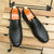 preiswerte Halbformell-braune Pennyloafer aus Kunstleder für Herren mit gewebtem Obermaterial und Gummisohle – bequem und stilvoll für Business-Casual- oder Smart-Casual-Outfits