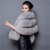 cheap Faux Fur Wraps-Winter Faux Fur Long Shawl Cloak Stretchy Satin Glove Opera Bridal Dance Gloves for Women Wedding Dress Party Coat