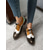 cheap Women&#039;s Oxfords-Women&#039;s Multicolor Brogue Oxford Shoes with Chevron Pattern and Contrasting Faux Leather Panels – Vintage-Inspired Lace-Up Flats