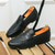 preiswerte Halbformell-braune Pennyloafer aus Kunstleder für Herren mit gewebtem Obermaterial und Gummisohle – bequem und stilvoll für Business-Casual- oder Smart-Casual-Outfits