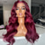preiswerte Echthaarperücken mit Stirn-Spitzenkappe-Remy Menschenhaar 13x4 Spitzenfront Perücke Freier Teil Brasilianisches Haar Große Wellen Burgund Fehler Perücke 130% 150% Haardichte mit Babyhaar Leimlos Vorgerupft Für Damen Lang Echthaar Perücken