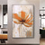 cheap Floral/Botanical Paintings-Handmade Oil Paintings Canvas Wall Art Decoration Modern Abstract Orange Flower for Home Decor Rolled Frameless Unstretched Painting