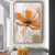 cheap Floral/Botanical Paintings-Handmade Oil Paintings Canvas Wall Art Decoration Modern Abstract Orange Flower for Home Decor Rolled Frameless Unstretched Painting