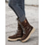 cheap Snow &amp; Winter Boots-Women&#039;s Brown Lace-Up Winter Boots – Faux Leather, Knit Cuff Design, Insulated Lining, Rugged Sole for Cold Weather and Outdoor Adventures