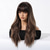 cheap Synthetic Trendy Wigs-24 Inch Synthetic Wig Women&#039;s Wig  Dark Brown Long Wavy Curly Hair With Bangs  Fashion Elegant Daily Natural Christmas Party Wigs