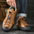 preiswerte Sneaker für Herren-braune Freizeit-Sneaker aus Kunstleder für Herren mit verstellbaren elastischen Schnürsenkeln – strapazierfähige, rutschfeste Sohle, bequeme Passform für den Alltag